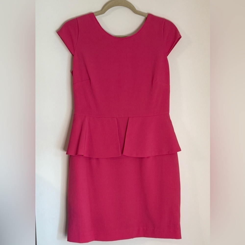 Worthington NWOT Pink Sheath Peplum Mini Dress with Cap Sleeves- Size 8P - Picture 7 of 7